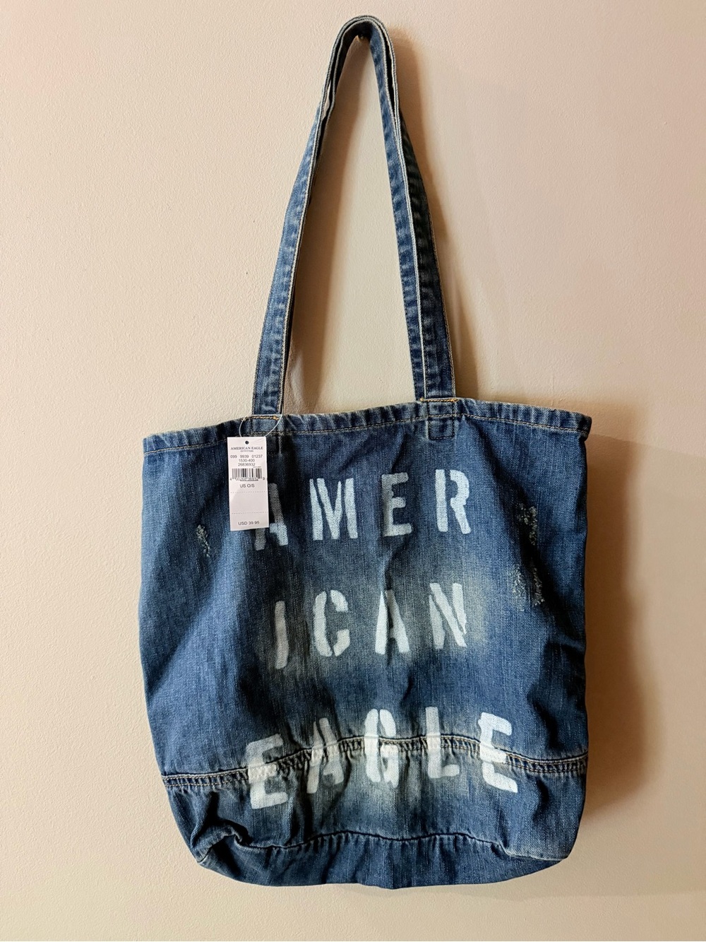 American Eagle Outfitters Blue Denim Logo Tote - Picture 2 of 4